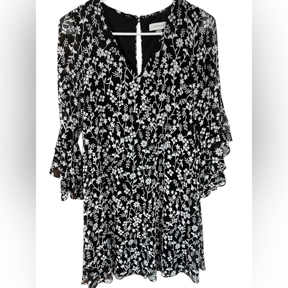 Calvin Klein Black and White Floral Dress